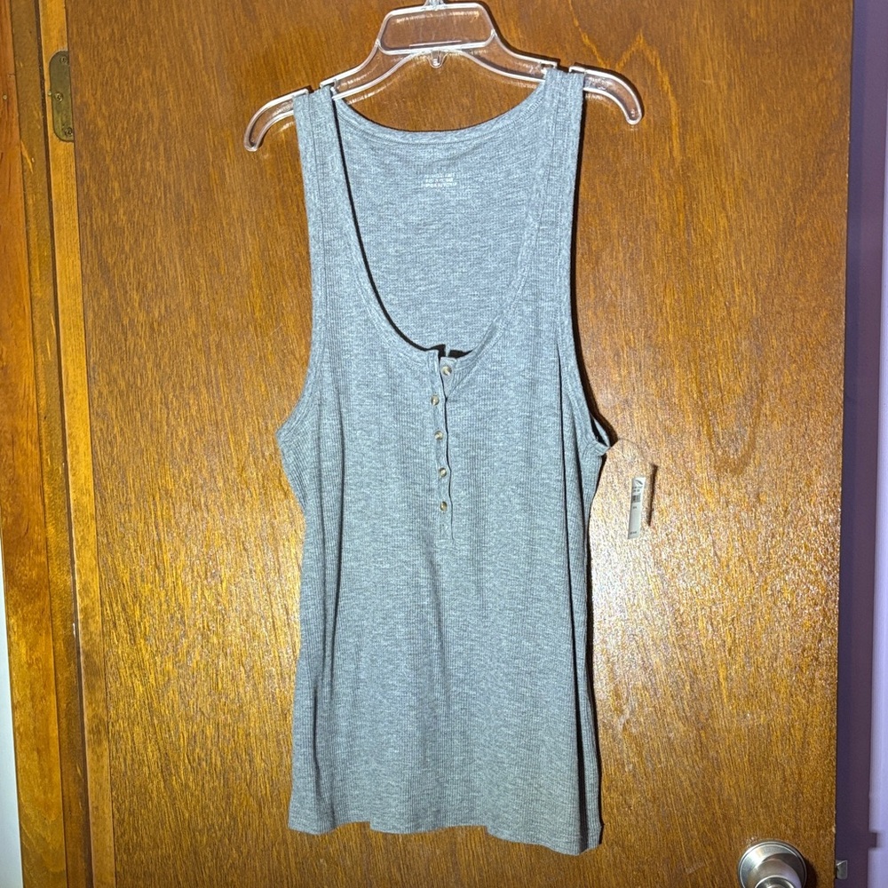 NWT Aerie Gray Button-Front Tank Top